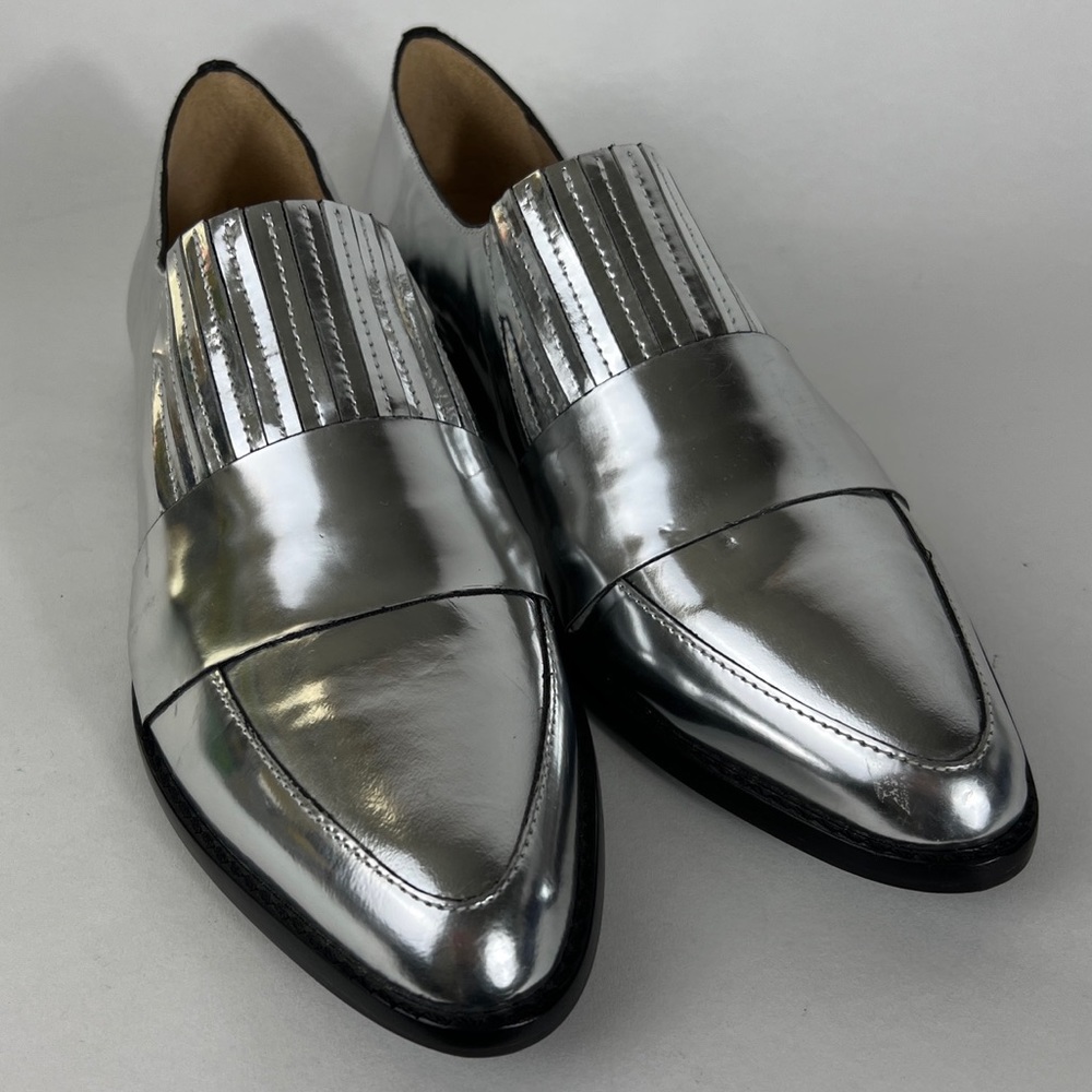 Loeffler Randall Rosa Metallic Silver Loafer Flats Women’s 8